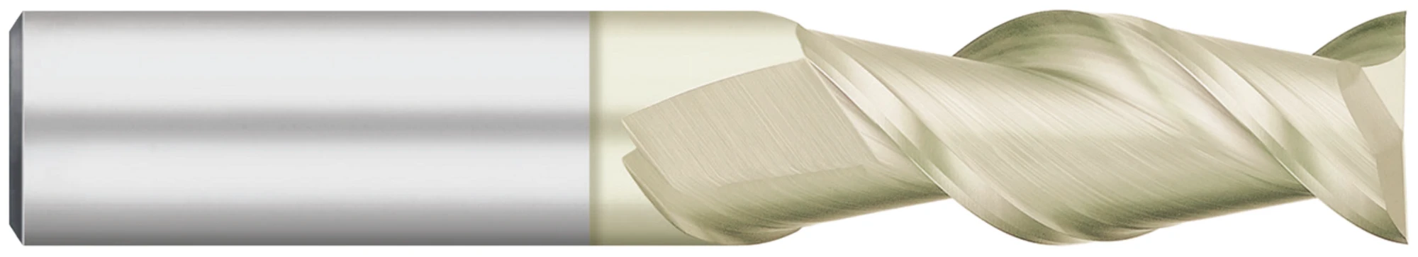 Titan USA 2 flute solid carbide square end mill for aluminum with a high helix and ZrN coating